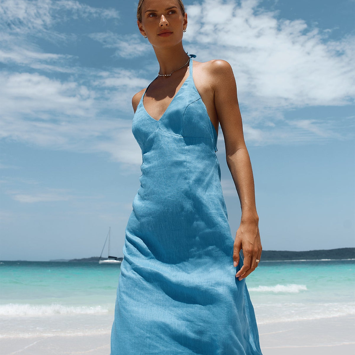 Sleeveless Halter Floor-length Lace Dress Tahiti Plus Size
