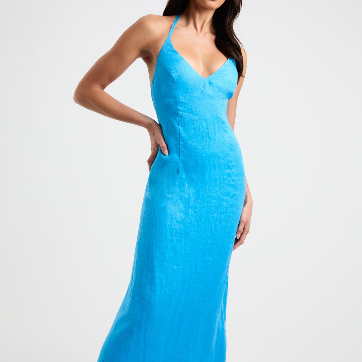 Floor-length Lace Sheath Dress Halter Neck Tahiti