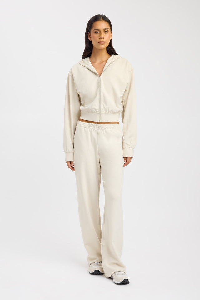 front Jonti Zip Up Top Kookai High neck Relaxed brown womens-jumpers 