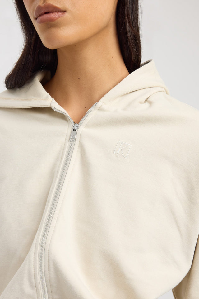 side Jonti Zip Up Top Kookai High neck Relaxed brown womens-jumpers 