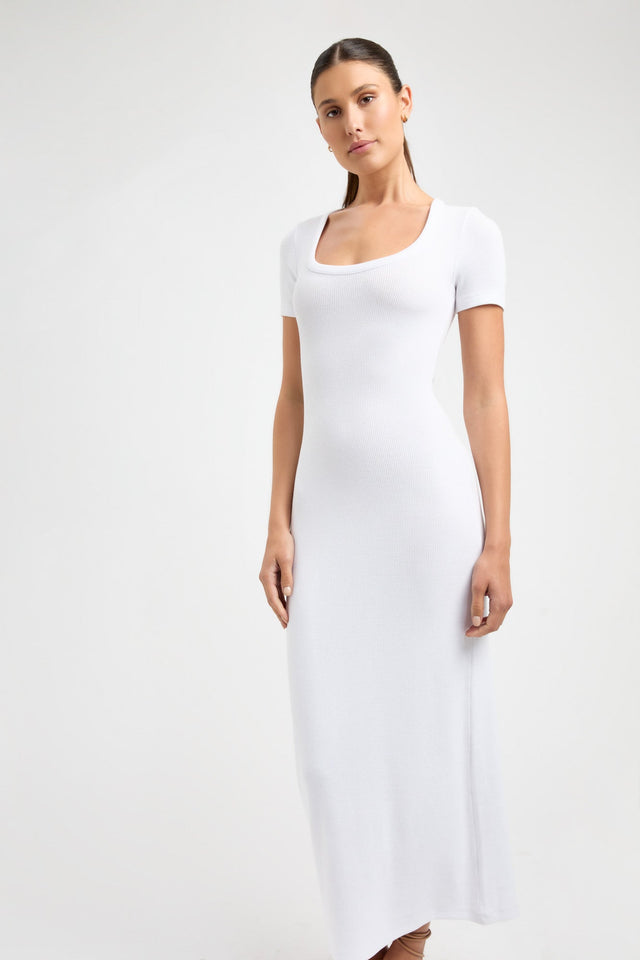 product Morgan Midi Dress Kookai Straight Midi Fitted Scoopneck white womens-dresses 