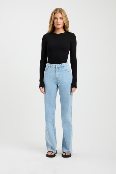 Black crew neck long sleeve top online