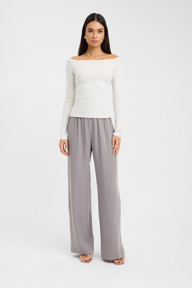 side Madison Off Shoulder Top Kookai Fitted Straight Long sleeve Womens-Blouse 