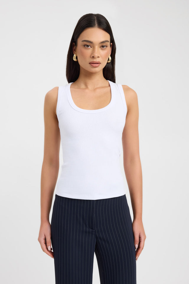 front Quinnie Tank Kookai Fitted Thick strap Scoop black womens-singlets 