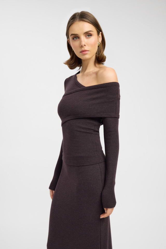 side Alaska Long Sleeve Top Kookai Fitted Asymmetry Long sleeve Womens-Blouse 