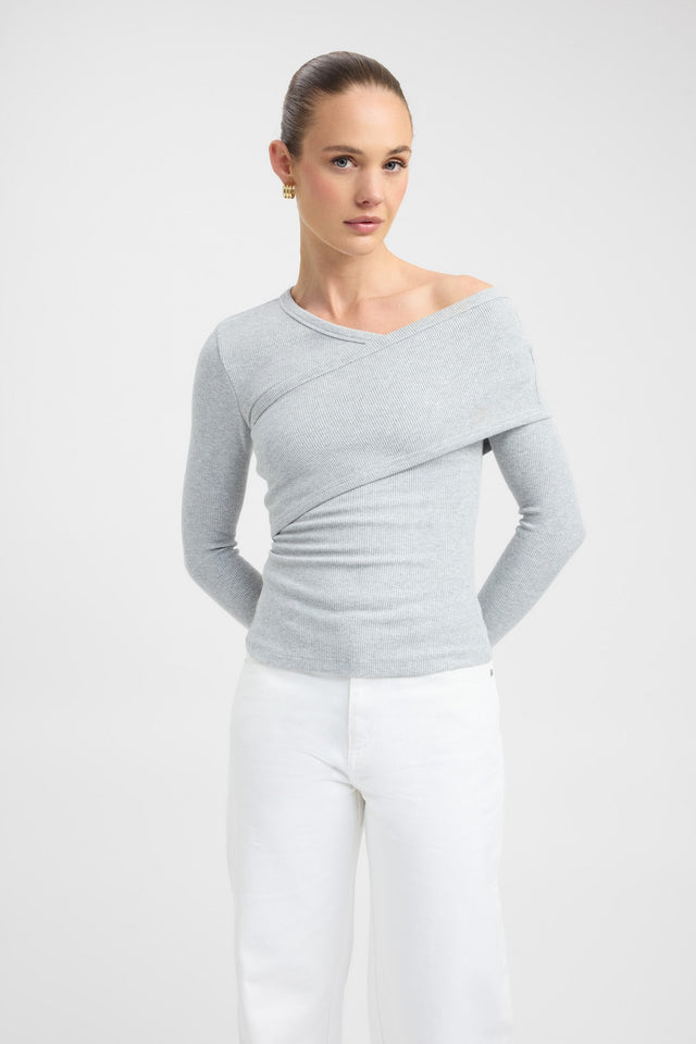 front Alaska Long Sleeve Top Kookai Fitted Asymmetry Long sleeve Womens-Blouse 