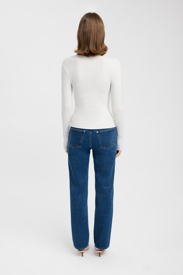 back Bec Button Long Sleeve Top Kookai Fitted Roundneck Long sleeve Womens-Blouse 