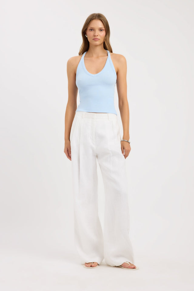 side Sky Racer Tank Kookai Fitted Scoopneck Sleeveless Womens-Blouse 