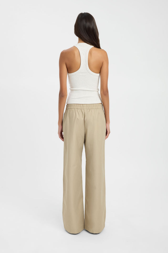 Sky Racer Tank womens-singlets with fitted thick strap scoop neckline in beige back