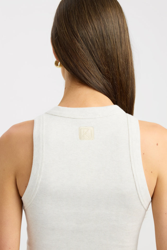 back Monogram Racer Tank Kookai Fitted Round womens-singlets 