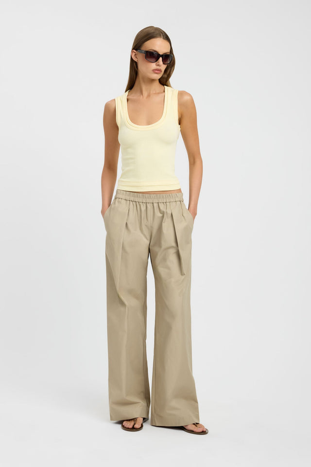 Featuring the Cindy Tank womens-singlets with fitted thick straps and scoop neckline in light yellow side