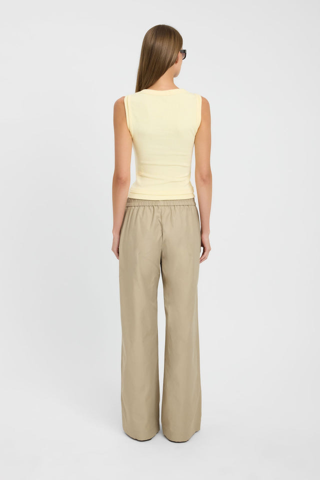 Crafted Cindy Tank womens-singlets with fitted thick straps and scoop neckline in light yellow back