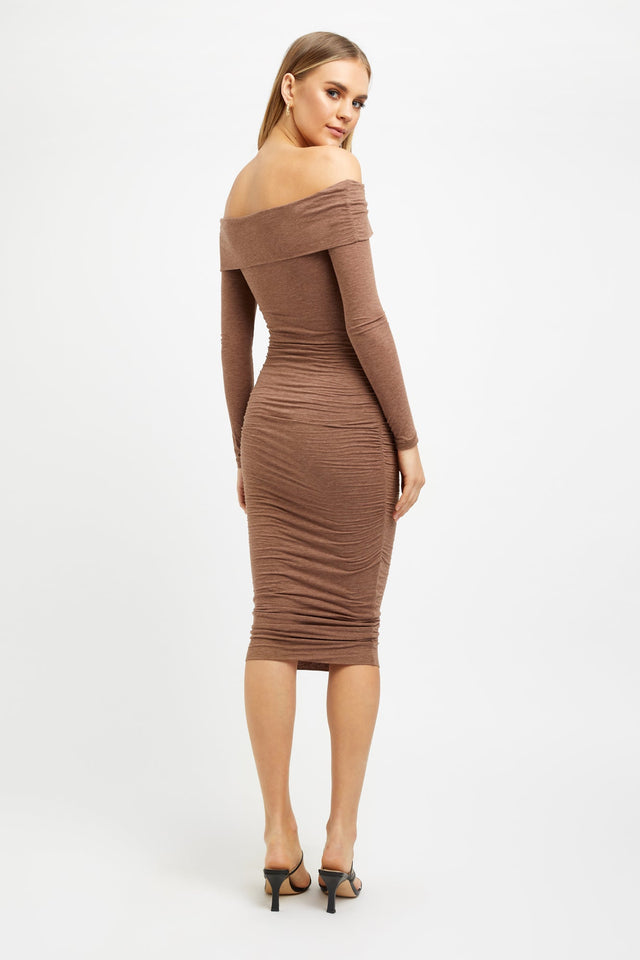 front Juliette Midi Dress Kookai Bodycon Midi Fitted Straight brown womens-dresses 