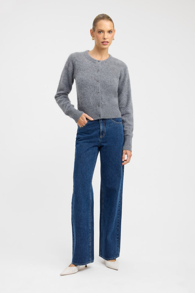 side Geneva Cardigan Kookai Fitted Roundneck Long sleeve Womens-Blouse 