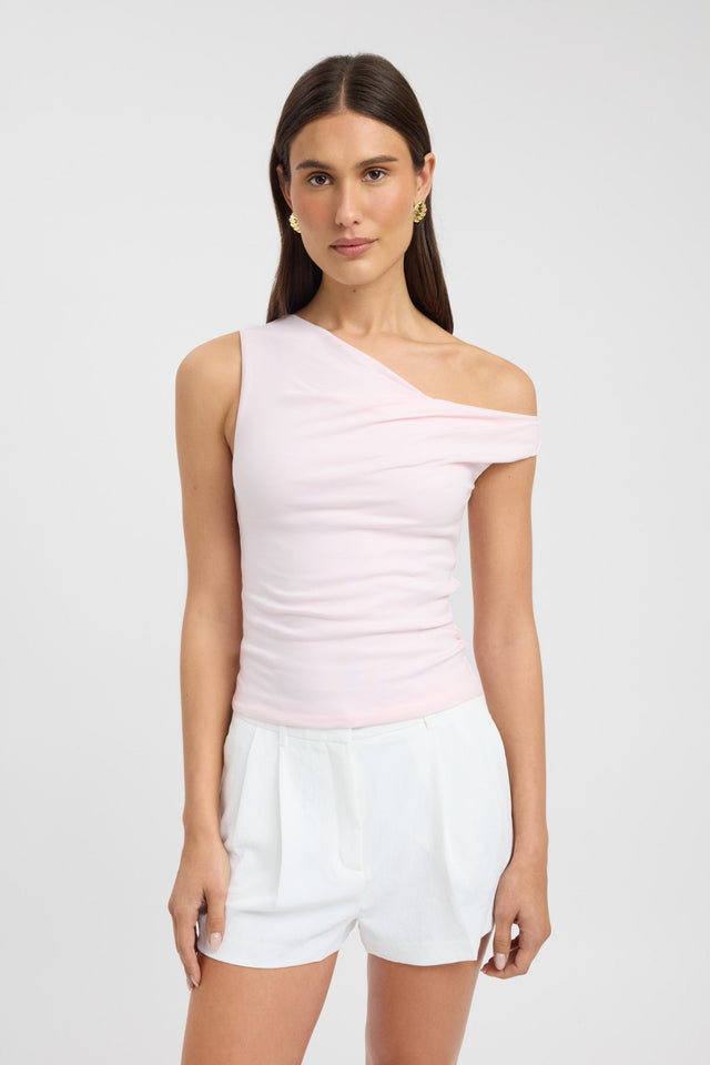 side Greta Top Kookai Fitted Asymmetry Sleeveless Womens-Blouse 