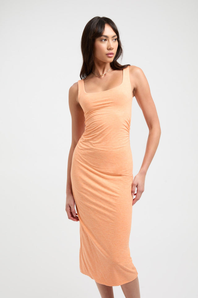 product Sascha Midi Dress Kookai Straight Midi Fitted Squareneck orange womens-dresses 