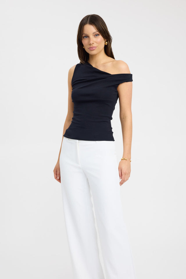 side Greta Top Kookai Fitted Asymmetry Short sleeves Womens-Blouse 