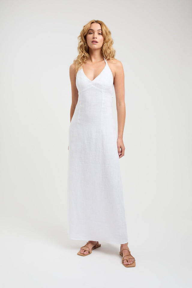 product Tahiti Tied Halter Dress Kookai Aline Maxi Relaxed Plungeneck white womens-dresses 