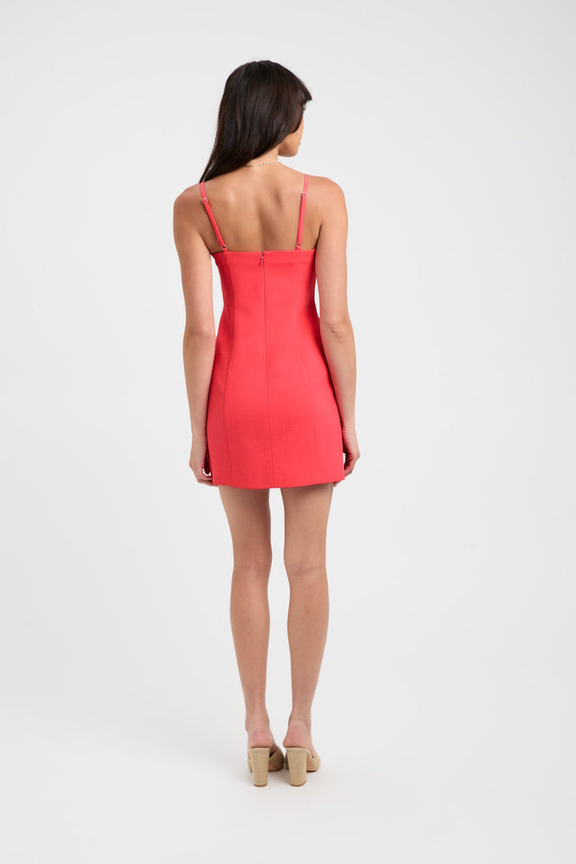 front Ariel Staple Mini Dress Kookai Bodycon Mini Fitted Squareneck coral womens-dresses 