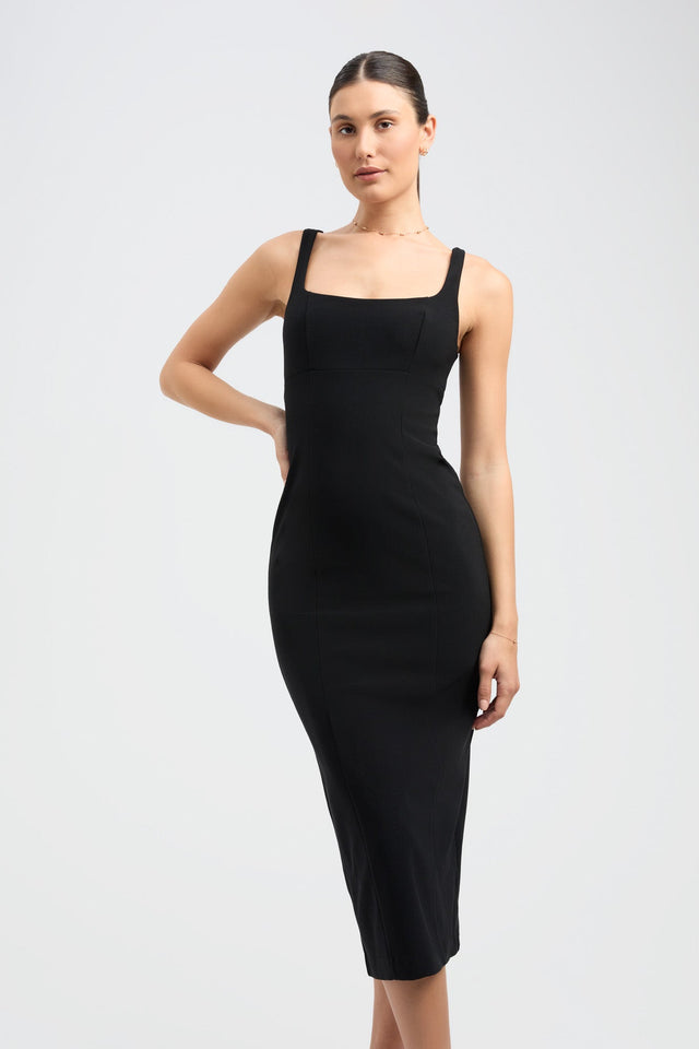 product Aurora Midi Dress Kookai Bodycon Midi Fitted Squareneck black womens-dresses 