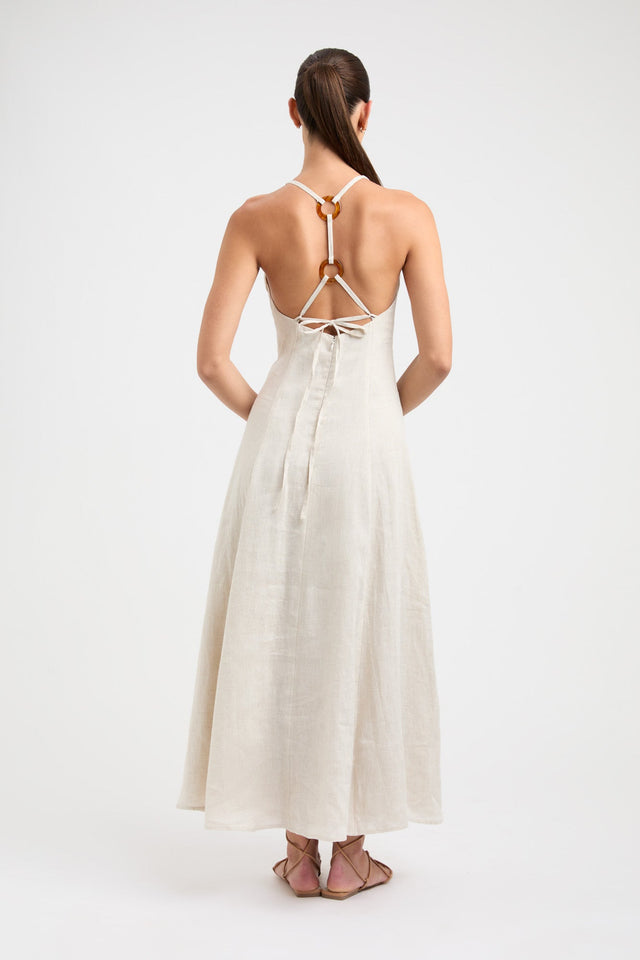 product Tahiti Ring Back Dress Kookai Fit-and-flare Maxi Relaxed Plungeneck beige womens-dresses 