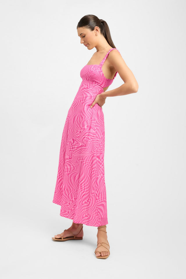 product Athena Strap Dress Kookai Fit-and-flare Maxi Relaxed Squareneck pink womens-dresses 