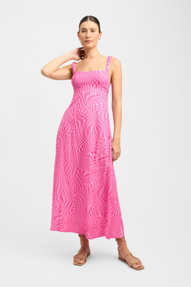 product Athena Strap Dress Kookai Fit-and-flare Maxi Relaxed Squareneck pink womens-dresses 