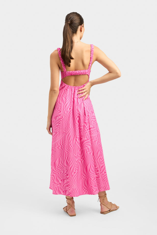 product Athena Strap Dress Kookai Fit-and-flare Maxi Relaxed Squareneck pink womens-dresses 