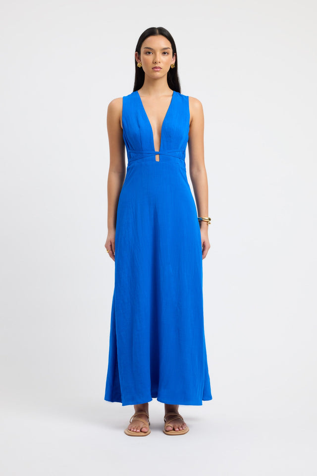 product Hayman Deep Vee Dress Kookai Aline Maxi Relaxed Plungeneck blue womens-dresses 