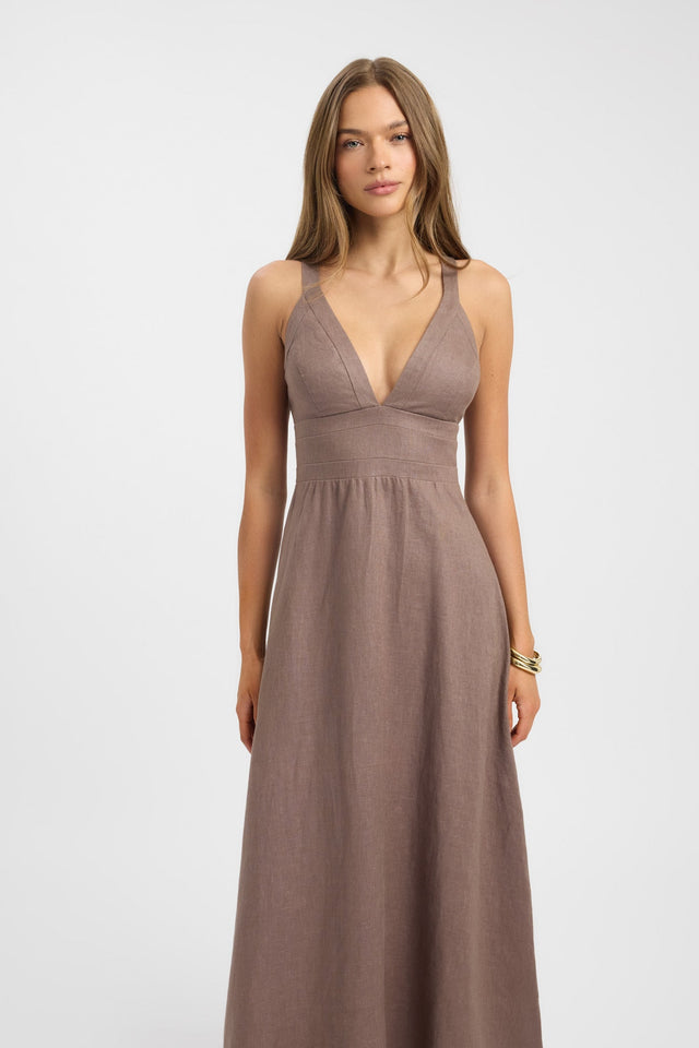 Palm Vee Maxi Dress
