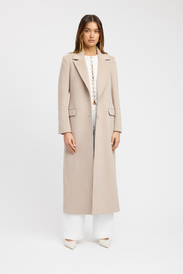 product Vienna Core Coat Kookai Long sleeve Overcoat Full length beige womens-coats-and-jackets 