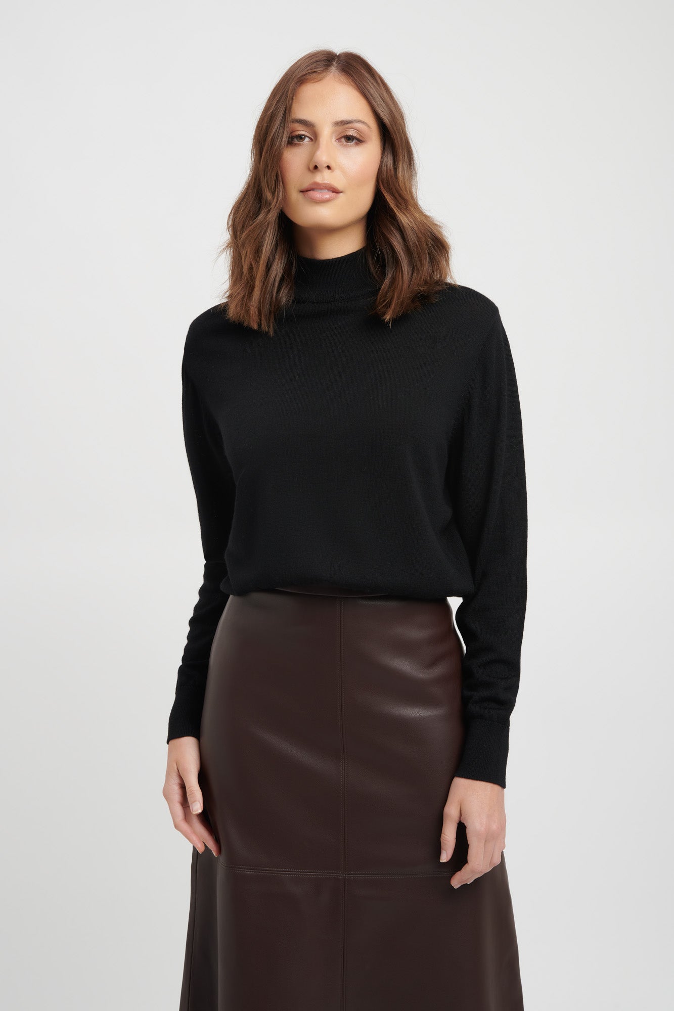 Black merino turtleneck hotsell