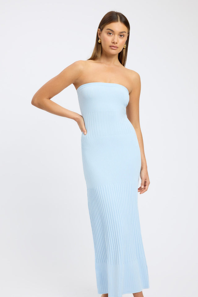 product Serah Strapless Dress Kookai Bodycon Midi Fitted Straight light blue womens-dresses 