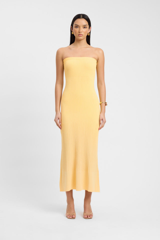 product Serah Strapless Dress Kookai Bodycon Midi Fitted Straight yellow womens-dresses 