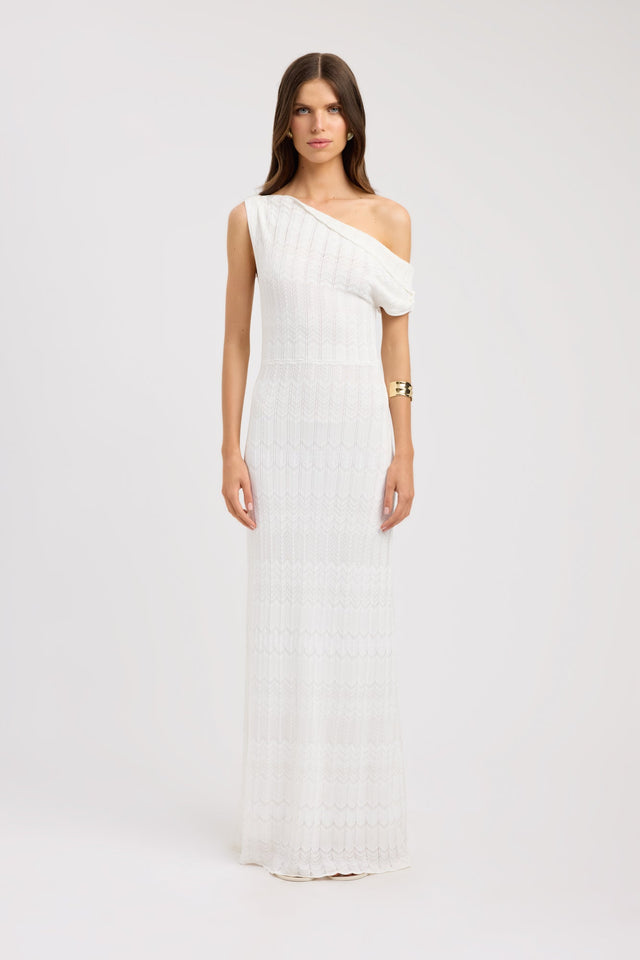 front Eadie Off Shoulder Maxi Dress Kookai Straight Maxi Fitted Asymmetry womens-dresses 