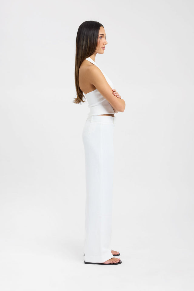 Crafted with Ariel Low Rise Pant - Petite womens-regular-pants in wide-leg style and white side