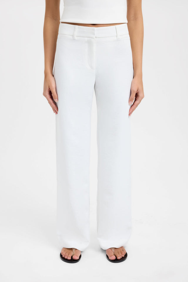 Featuring Ariel Low Rise Pant - Petite womens-regular-pants with wide-leg design in white detail