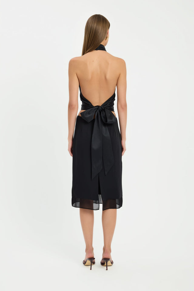Crafted with the Maria Chiffon Midi Skirt womens-skirts featuring straight hem in black back