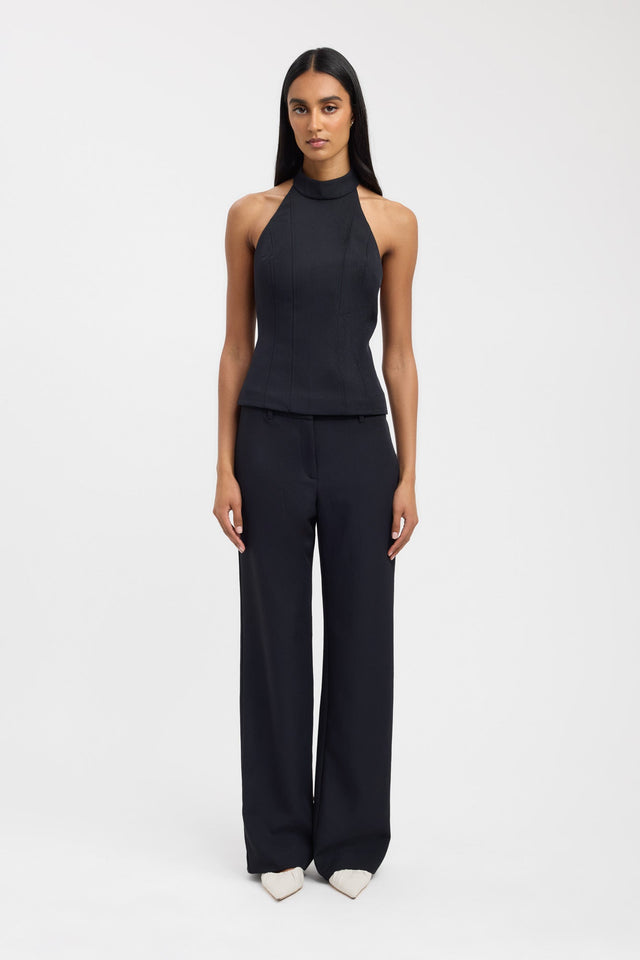 front Ariel Halter Top Kookai Fitted Highneck Sleeveless Womens-Blouse 