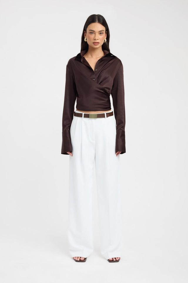 side Palermo Shirt Kookai Fitted V-neck Long sleeve Womens-Blouse 