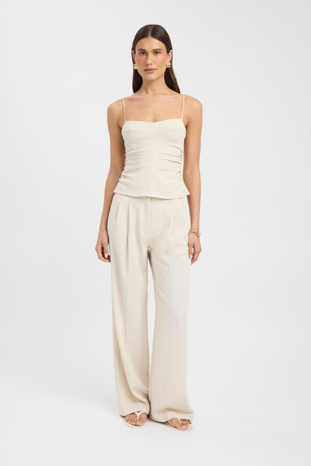 front Opal Cinch Top Kookai Fitted Sweetheart Sleeveless Womens-Blouse 