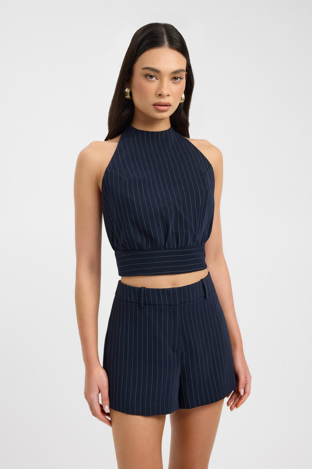 front Oslo Halter Top Kookai Fitted Highneck Sleeveless Womens-Blouse 