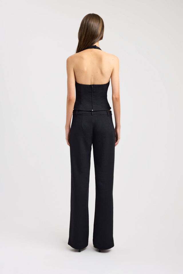 back Oyster Low Cut Top Kookai Fitted Plungeneck Sleeveless Womens-Blouse 