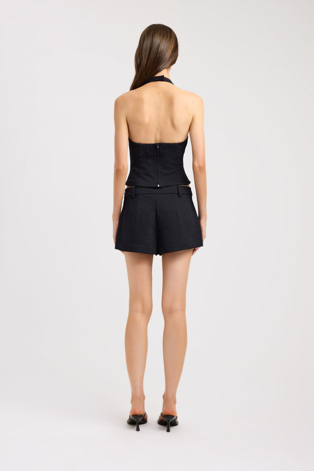 back Oyster Low Cut Top Kookai Fitted Plungeneck Sleeveless Womens-Blouse 