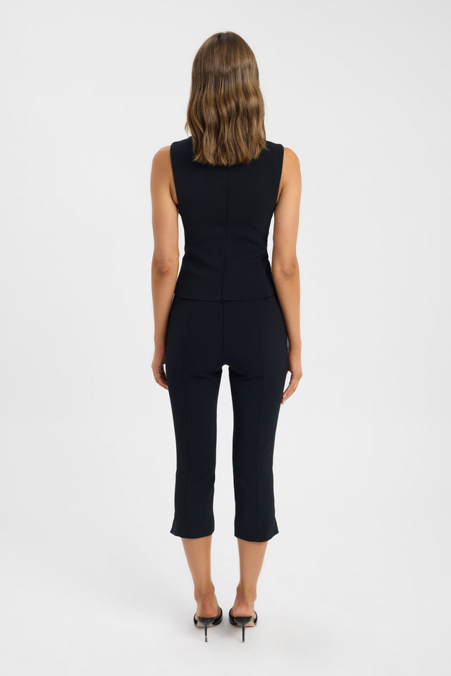 back Alto Sculpted Top Kookai Fitted Plungeneck Sleeveless Womens-Blouse 