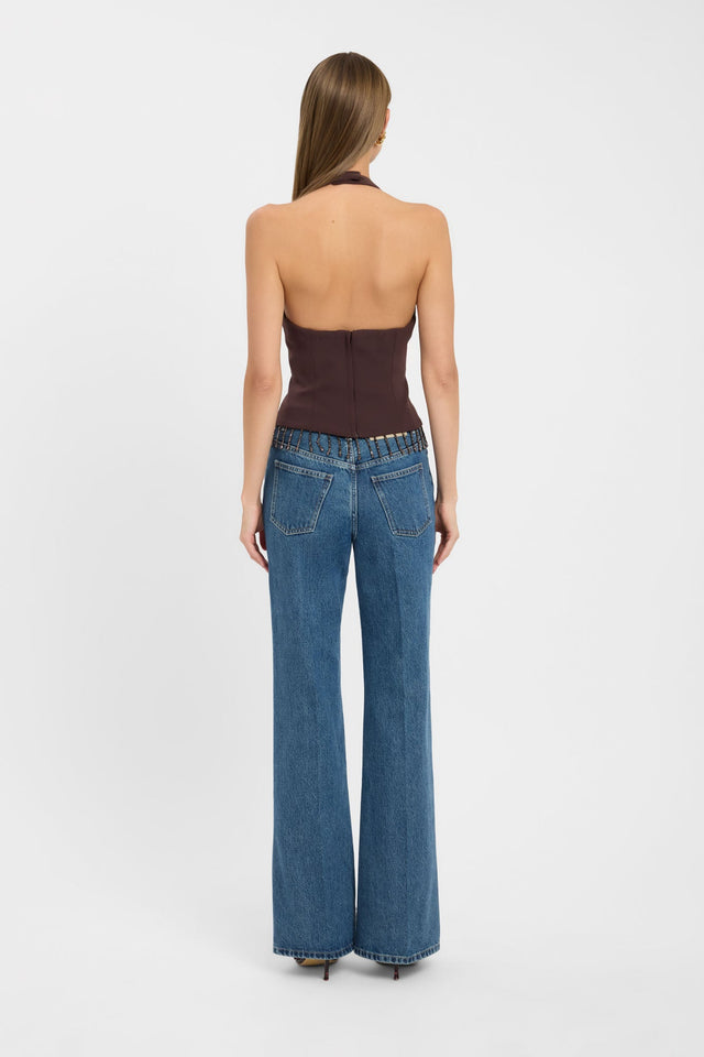 Crafted with the Alto Beaded Top womens-blouse in fitted plunge neckline and sleeveless style back