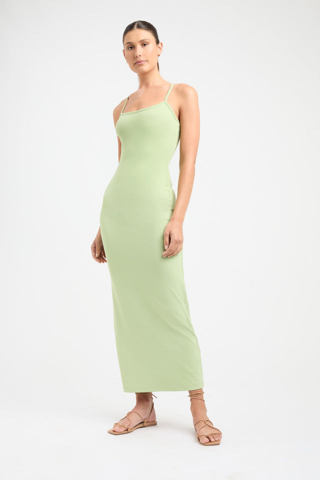 product Layla Long Dress Kookai Bodycon Maxi Fitted Scoopneck green womens-dresses 