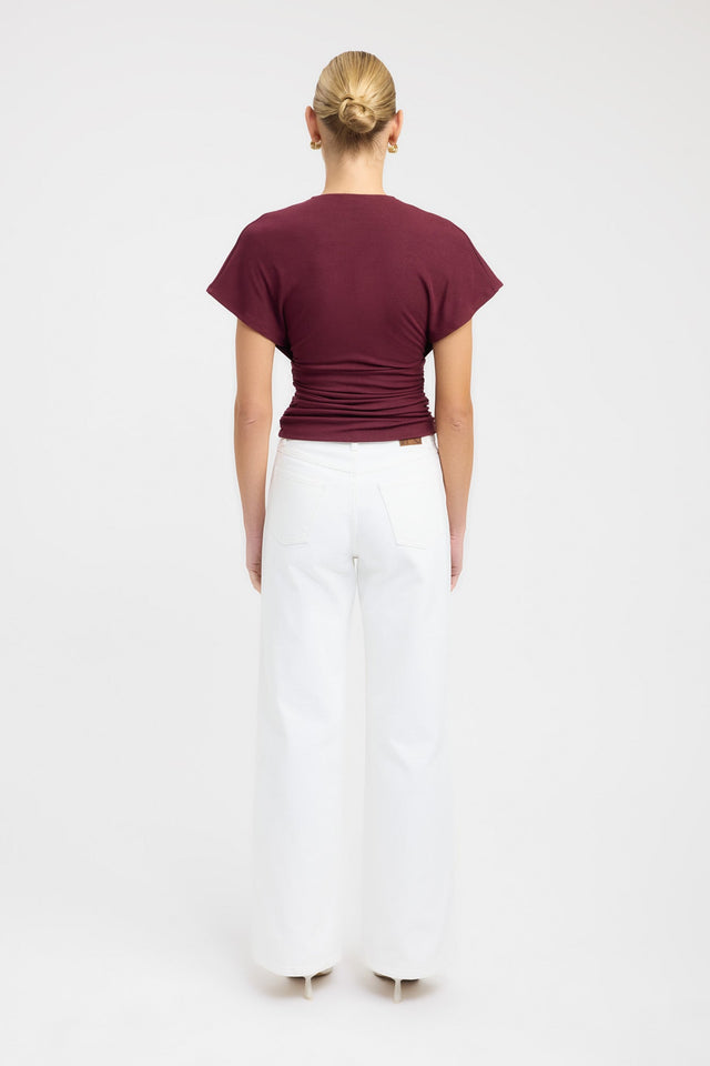 back Shae Top Kookai Fitted Plungeneck Short sleeves Womens-Blouse 