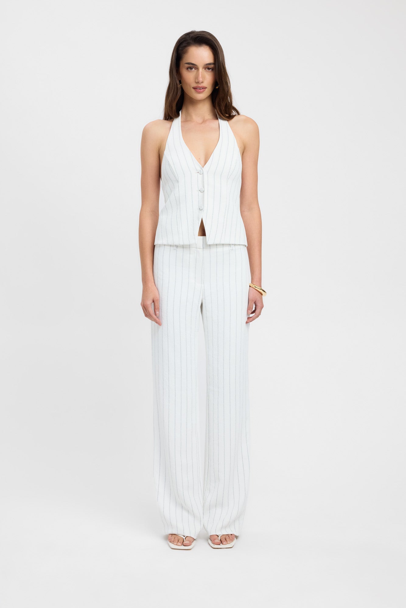 Womens pinstripe vest and pants top