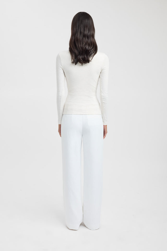 back High Crew Top Kookai Fitted Roundneck Long sleeve Womens-Blouse 